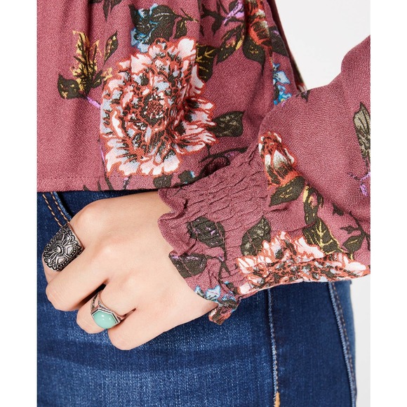 Deco Rose Square-Neck Smocked Top XS - Picture 3 of 8